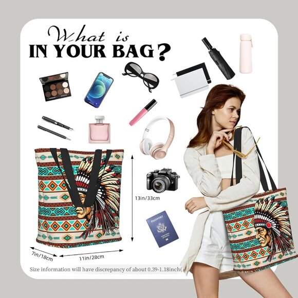 Native American Indian Tote Bag Polyester Southwest Shoulder Bag Christian Gift - Picture 2 of 7